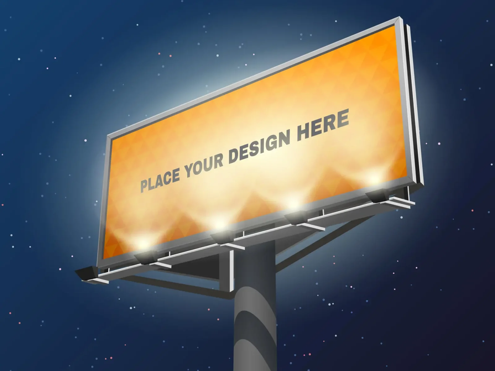 Place your design here prominent advertisement billboard against lighted yellow and visible at night  abstract vector illustration